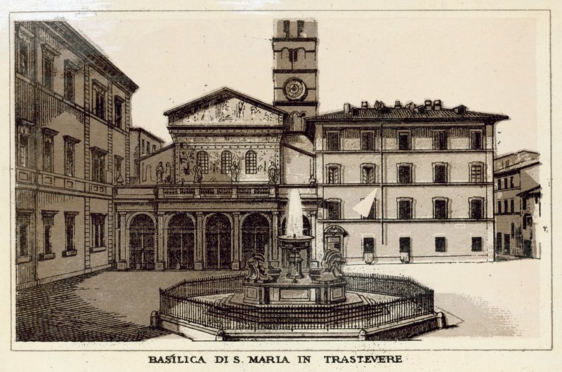 Roma: Basilica of S Maria In Trastevere (litho) av Italian School