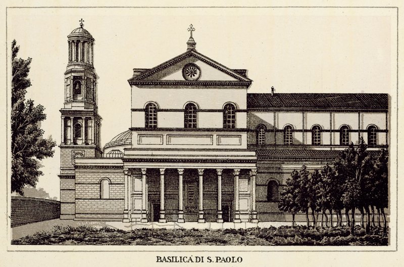 Roma: Basilica Di S Paolo (litho) av Italian School