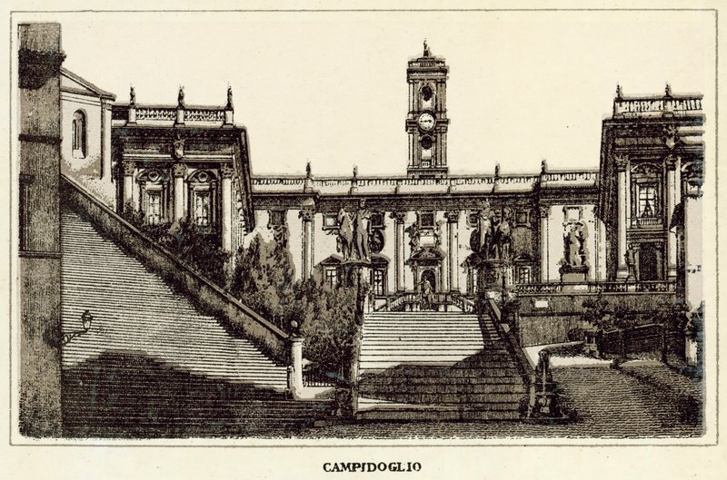 Roma: Campidoglio (litho) av Italian School