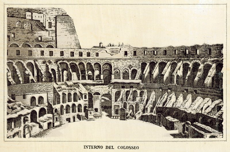 Roma: Interiør av Colosseum (litho) av Italian School