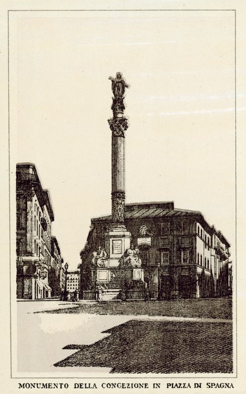 Roma: Pakkemonumentet på Piazza Di Spagna (litho) av Italian School