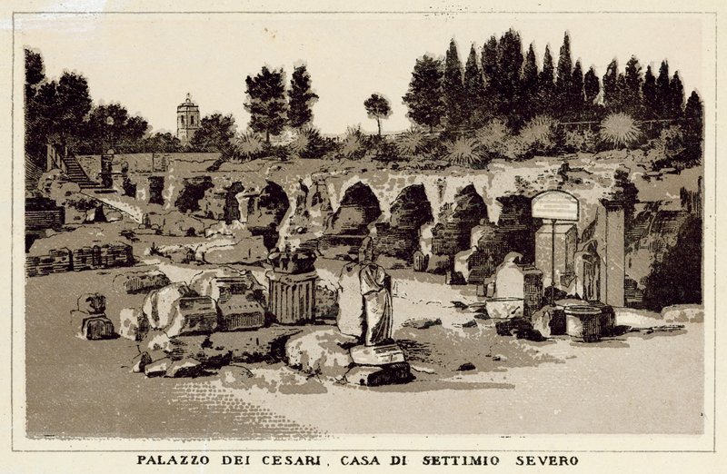Roma: Palazzo Dei Cesari, House of Septimius Severus (litho) av Italian School