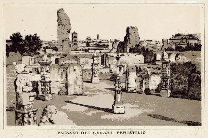 Roma: Palazzo Dei Cesari, Peristyle (litho) av Italian School