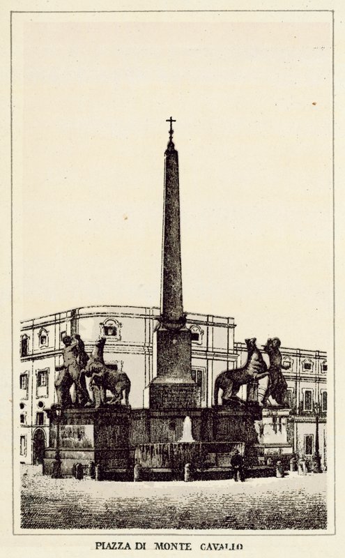 Roma: Monte Cavallo-plassen (litho) av Italian School