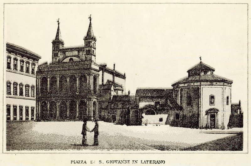 Roma: Piazza Di S Giovanni Laterano (litho) av Italian School