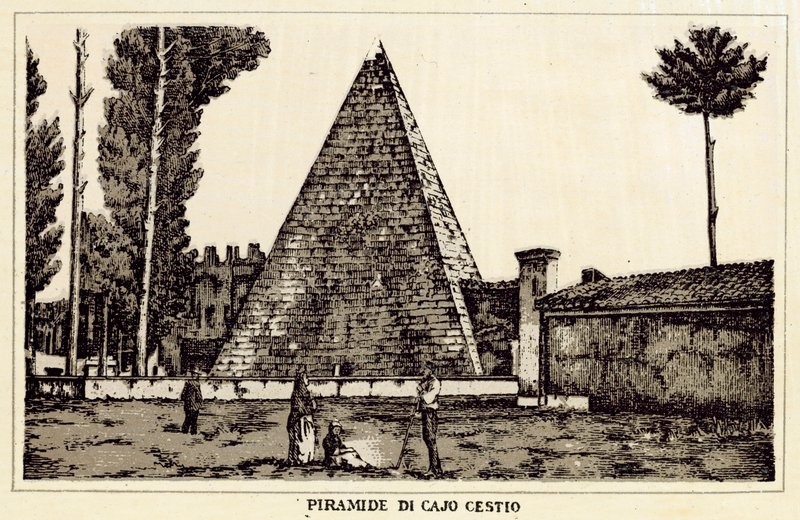 Roma: Pyramiden til Cajo Cestio (litho) av Italian School