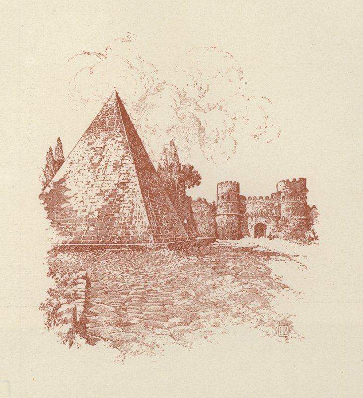 Roma, Caius Cestius-pyramiden (lito) av Italian School