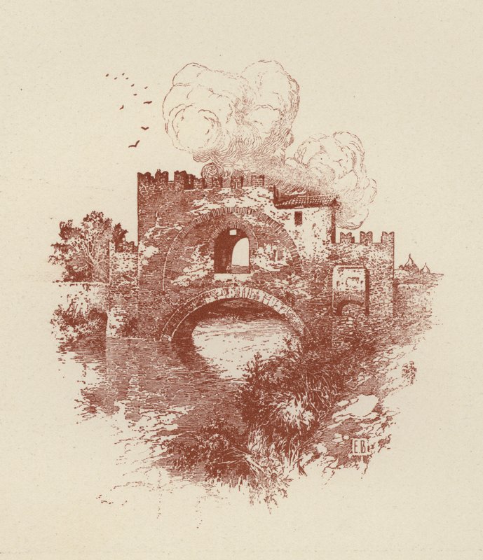 Roma, Nomentano-broen (litho) av Italian School