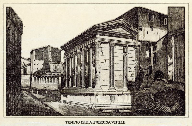 Roma: Temple of Virile Fortune (litho) av Italian School