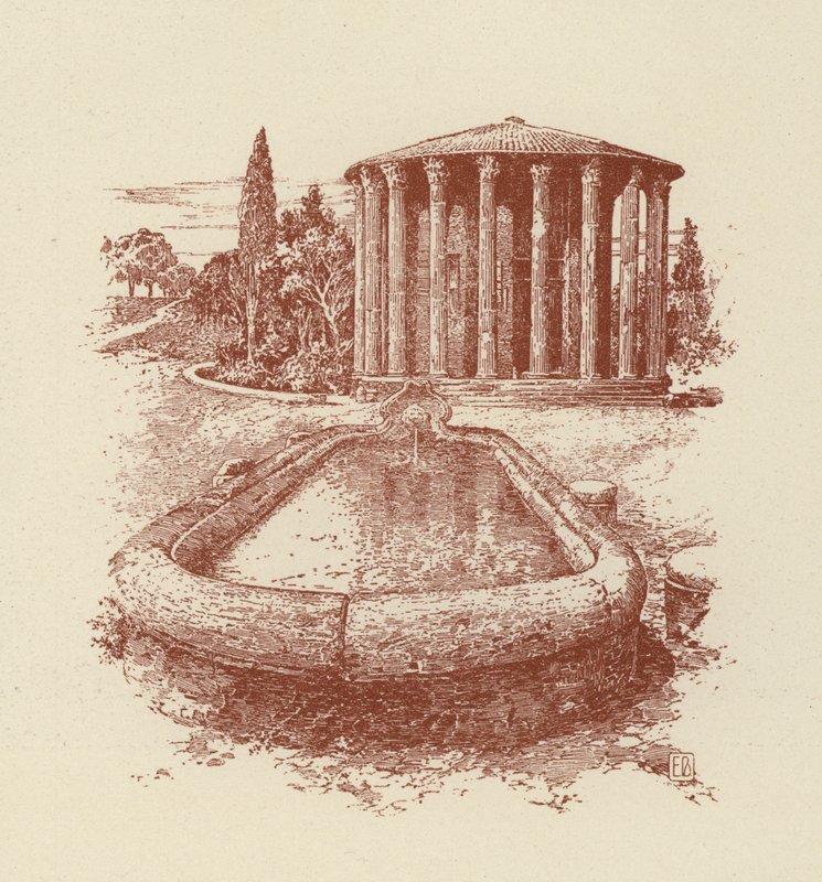 Roma, Vesta-tempelet (litografi) av Italian School