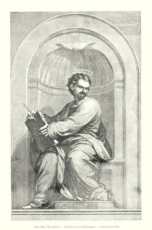 Evangelisten Markus, Panel av Fra Bartolommeo, Pitti-samlingen (gravering) av Italian School