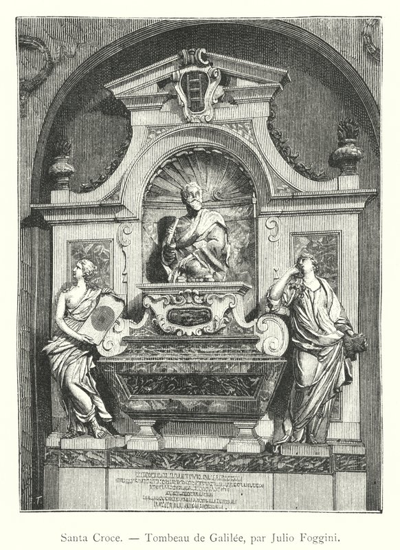 Santa Croce, Galileas grav, av Julio Foggini (gravering) av Italian School