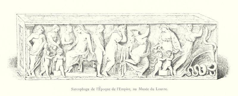 Sarkofag fra imperiets tid, ved Louvre-museet (gravering) av Italian School