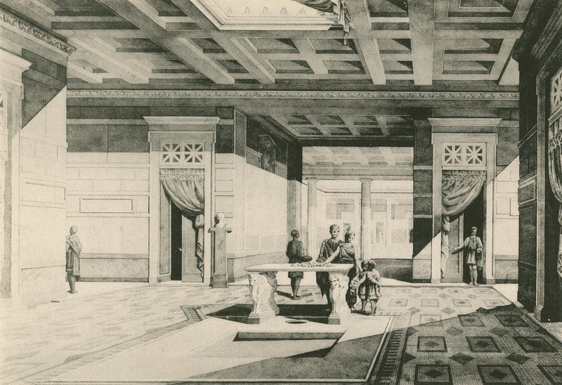 Huset til Caius Cornelius Rufus slik det var (gravyr) av Italian School