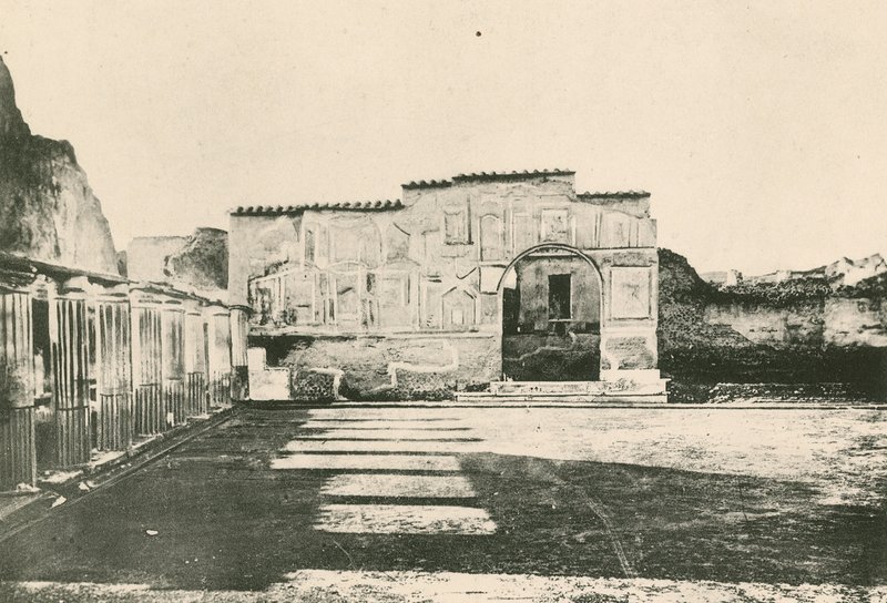 The Stabian Baths - The Court-Yard of the Stuccoes som den er (gravyr) av Italian School