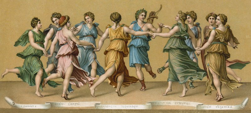 Apollons dans med musene av Italian School