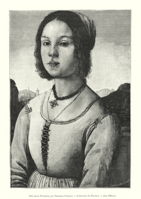 En ung florentiner, av Francesco Granacci, Collections of Florence, The Uffizi (gravering) av Italian School