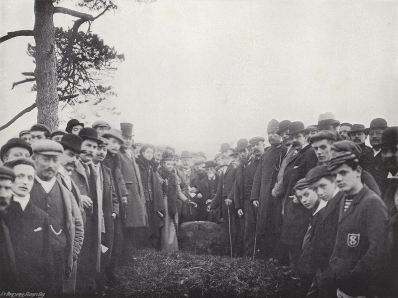 Samler inn Wroth-penger, seremonien på Knightlow Cross av J. Benjamin Stone