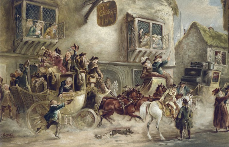 The George Inn, York (chromolitho) av J.C. Maggs