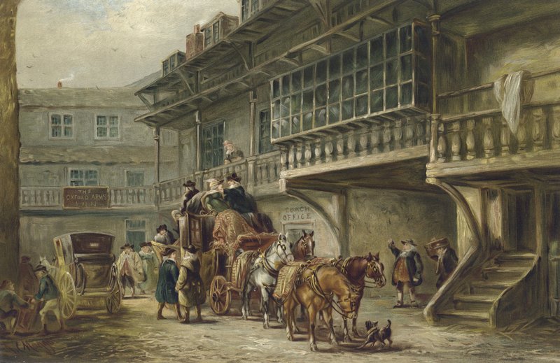 The Oxford Arms, Warwick Lane, London (chromolitho) av J.C. Maggs