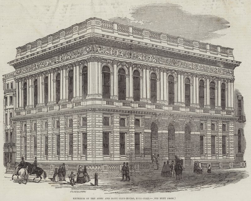 Eksteriør av Army and Navy Club-House, Pall-Mall av J.L. Williams