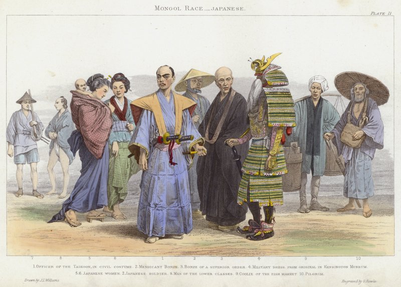 Mongol Race, japansk (farget gravering) av J.L. (after) Williams