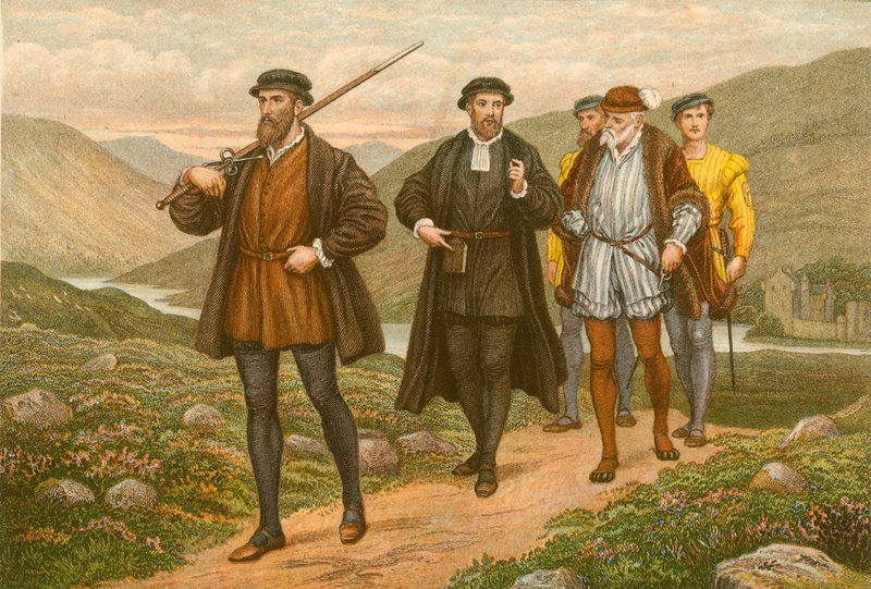John Knox bærer sverdet før George Wishart, etter attentatforsøket på Dundee av J.M.L. Ralston