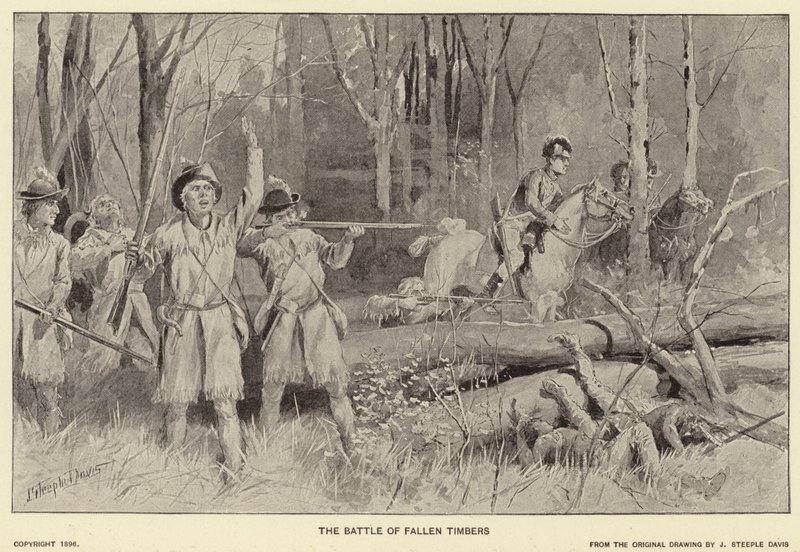 Slaget ved fallen tømmer (litho) av J. (after) Steeple Davis