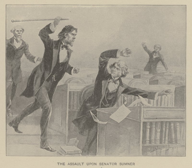 Overgrepet på senator Sumner (litho) av J. (after) Steeple Davis