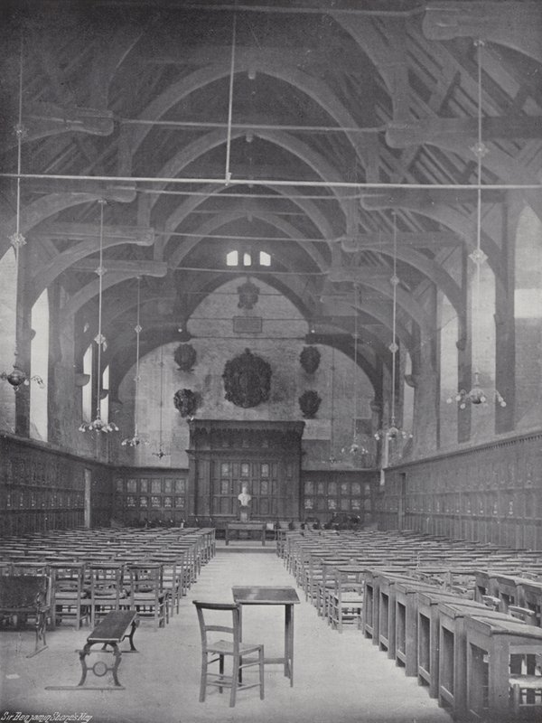 Pannekakekasting på Westminster School, Great Hall av J. Benjamin Stone