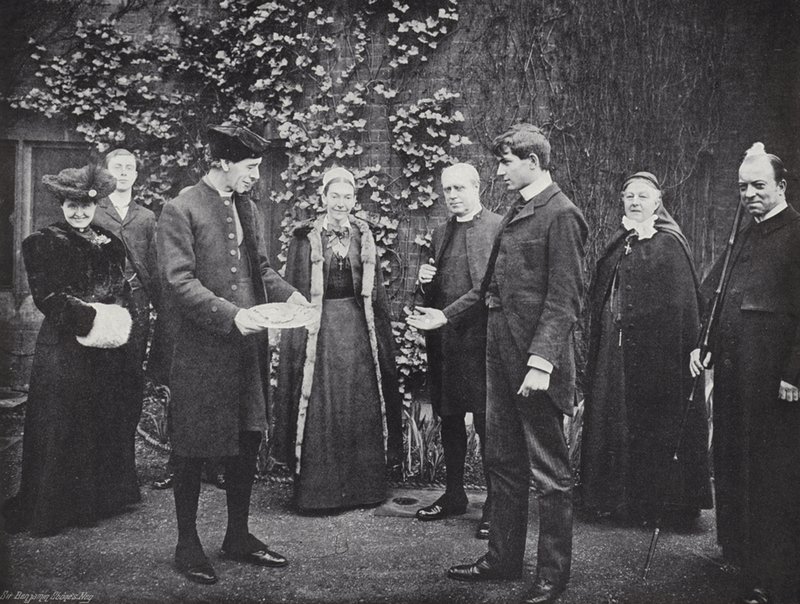 Pannekakekasting på Westminster School, Victor mottar Guinea av J. Benjamin Stone