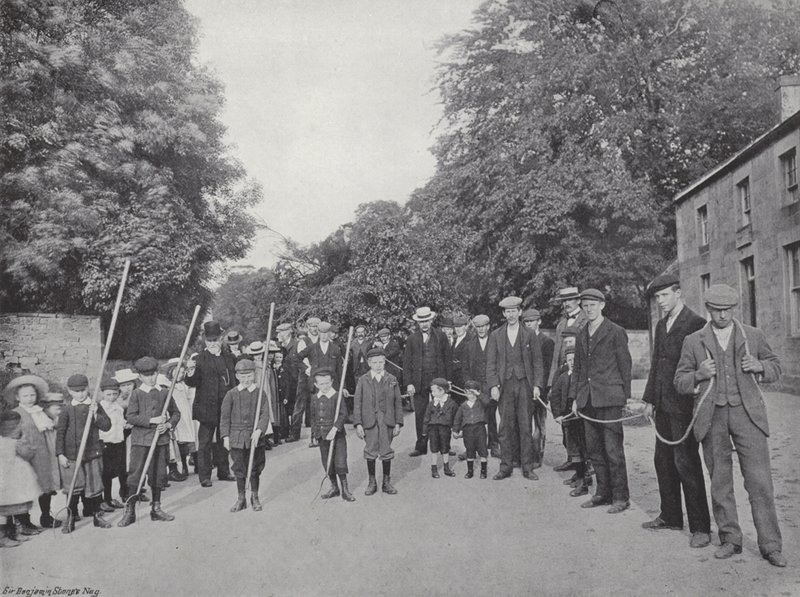 Den Northumbriske Baal-brannen, bringer inn Fagots av J. Benjamin Stone