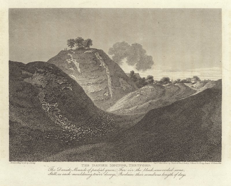 Robert Bloomfield, poet: The Danish Mounds, Thetford (gravering) av J. Greig