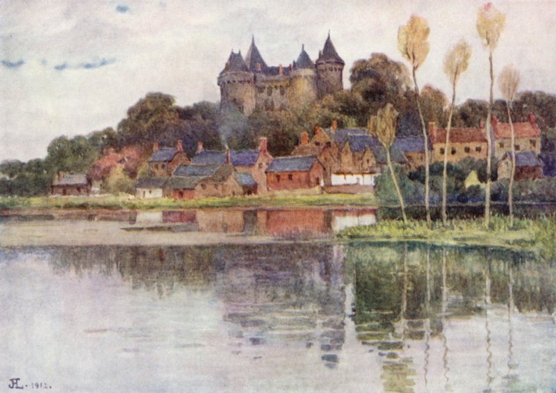 Chateau de Combourg (farge litho) av J. Hardwicke Lewis