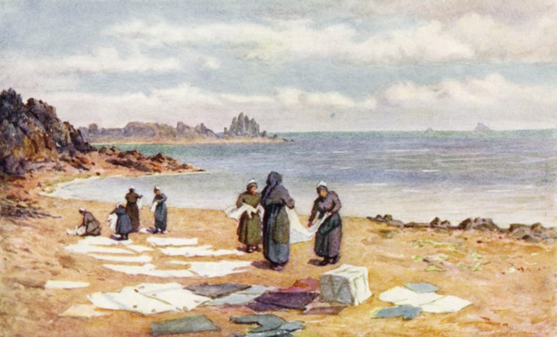 Tørkedag på La Houle (farge litho) av J. Hardwicke Lewis