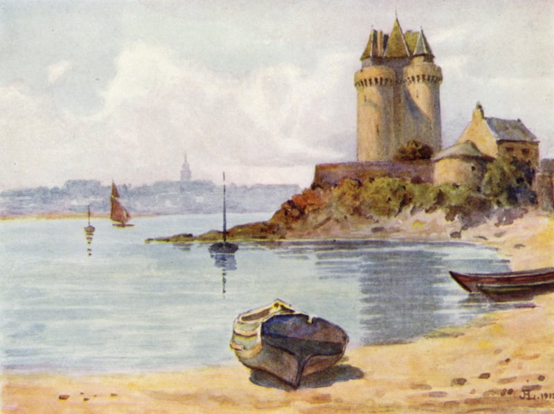 La Tour Solidor, Saint Servan (farge litho) av J. Hardwicke Lewis