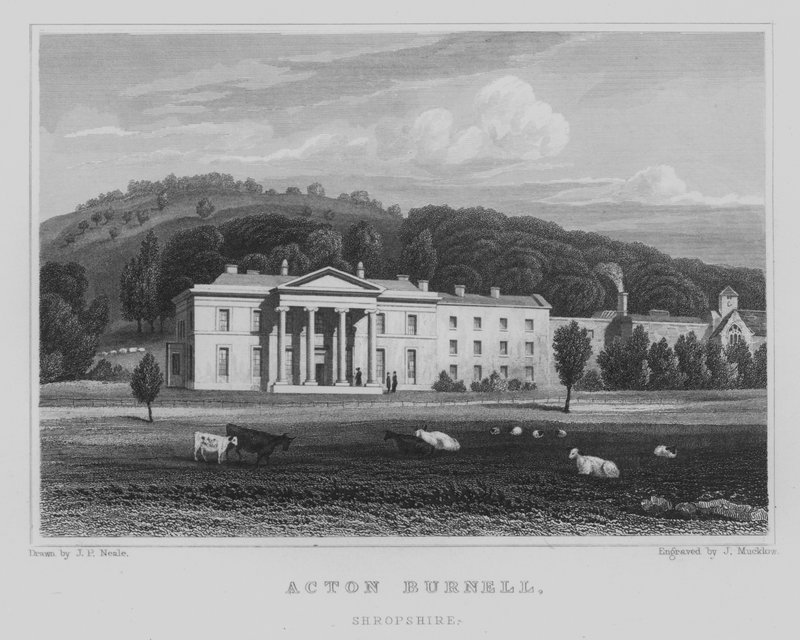 Acton Burnell, Shropshire (gravering) av John Preston Neale