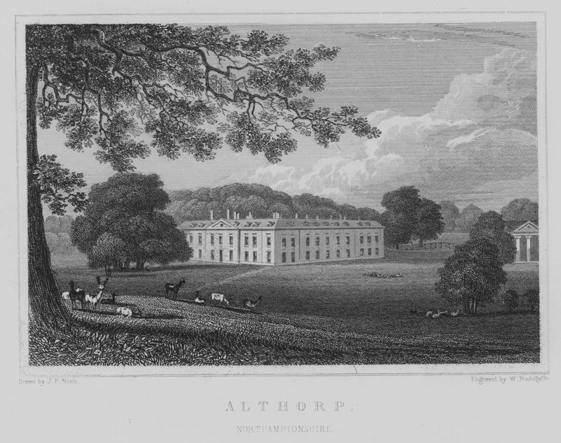 Althorp, Northamptonshire (gravering) av John Preston Neale