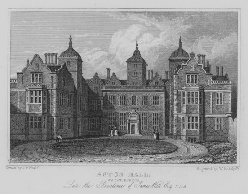 Aston Hall, Warwickshire, Late the Residence of James Watt, Esquire, FSA (gravering) av John Preston Neale
