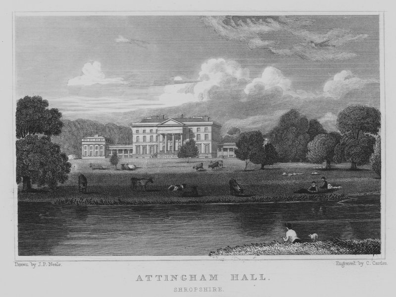 Attingham Hall, Shropshire (gravering) av John Preston Neale