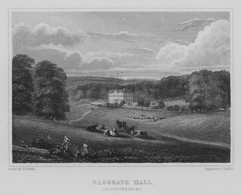 Baggrave Hall, Leicestershire (gravering) av John Preston Neale