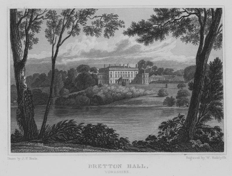 Bretton Hall, Yorkshire (gravering) av John Preston Neale