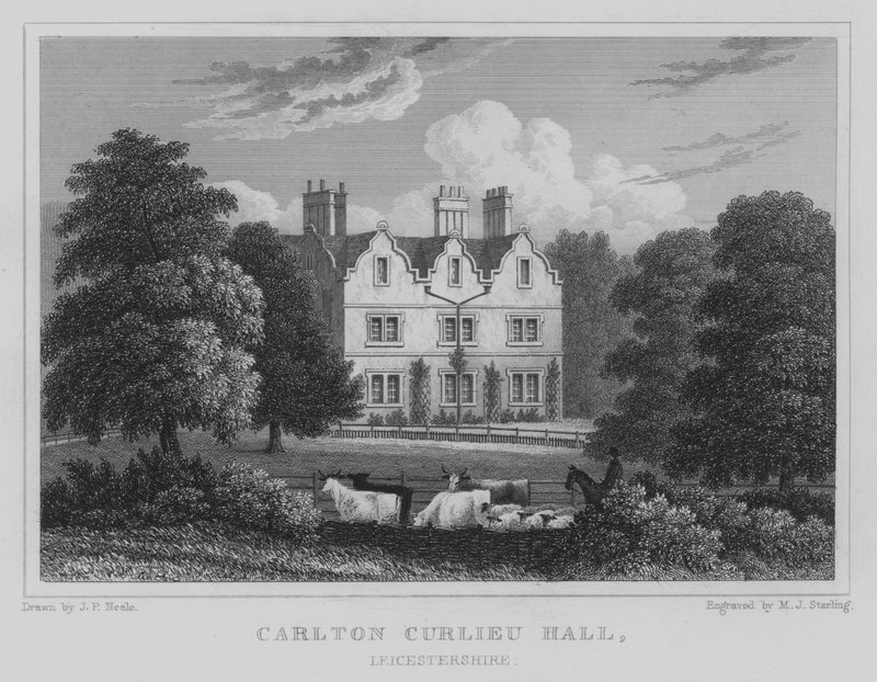 Carlton Curlieu Hall, Leicestershire (gravering) av John Preston Neale