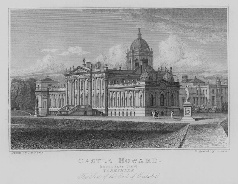 Castle Howard, South East View, Yorkshire, setet til jarlen av Carlisle (gravering) av John Preston Neale
