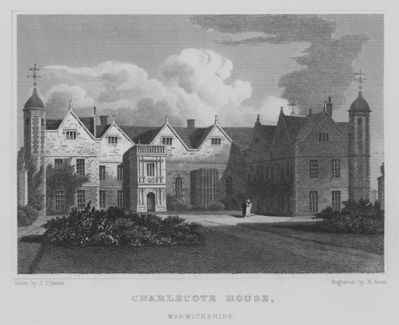 Charlecote House, Warwickshire (gravering) av John Preston Neale