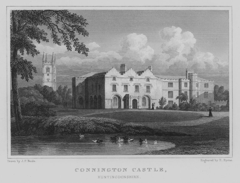 Connington Castle, Huntingdonshire (gravering) av John Preston Neale