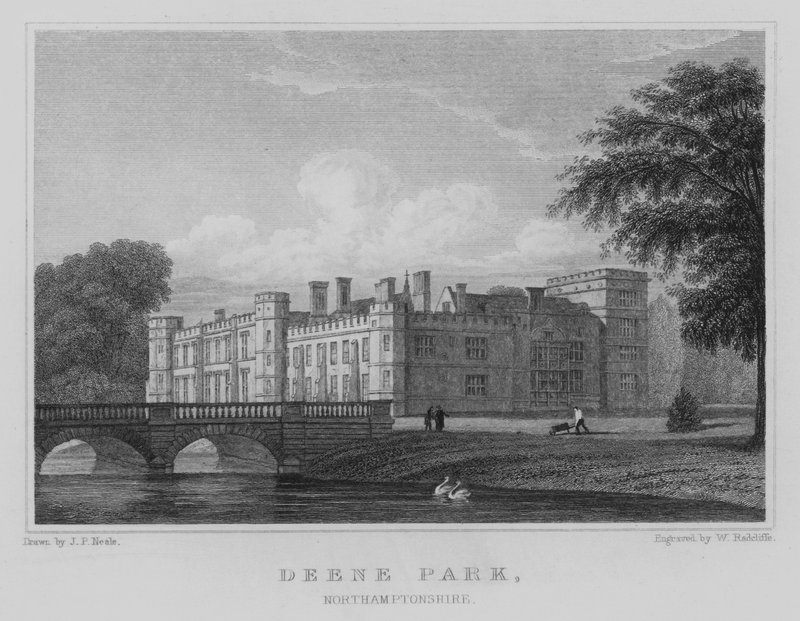 Deene Park, Northamptonshire (gravering) av John Preston Neale