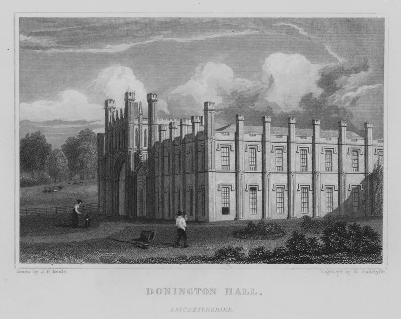 Donington Hall, Leicestershire (gravering) av John Preston Neale