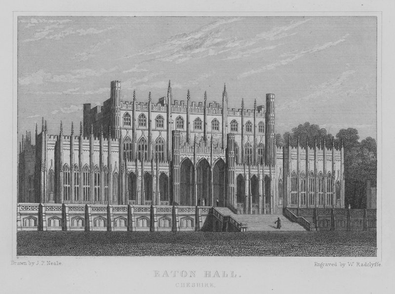 Eaton Hall, Cheshire (gravering) av John Preston Neale