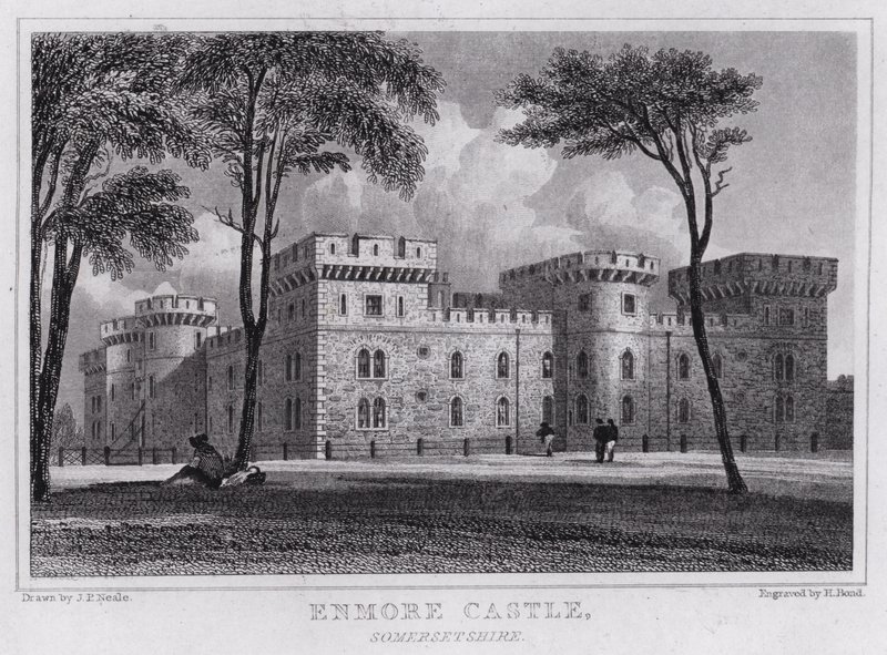 Enmore Castle, Somersetshire (gravering) av John Preston Neale